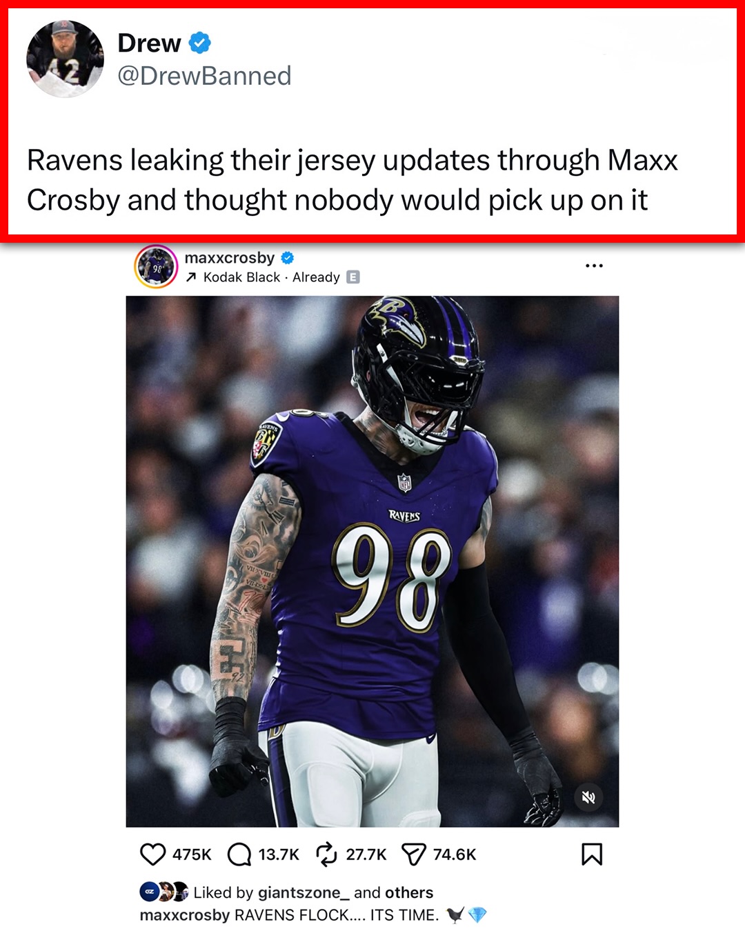 MAXX CROSBY IS READY FOR BALTIMORE 😤😤

(h/t DrewBanned/X, Ravens_Fanatic_/X, Bateman_Szn7/X)