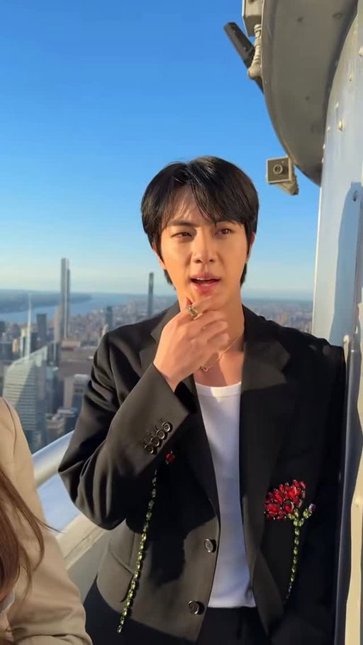 World wide handsome at the top of the world! #jin #진 #bts #empirestatebuilding #newyorkcity