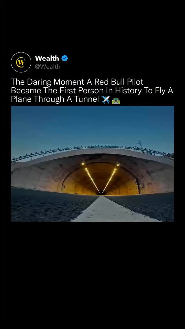 At that speed inside a concrete tunnel, the margin between a world record and a disaster is measured in centimeters. 🎯 🌬

A Red Bull pilot flew a high-performance aircraft through two narrow highway tunnels in sequence, becoming the first person in recorded aviation history to complete the feat. The clearance measured in meters on each side.

Inside the tunnel, compressed airflow creates a pressure bubble that actively destabilizes the aircraft, meaning exact alignment from entry to exit was not optional, it was survival.

Engineers monitored every variable in real time, but once the plane crossed the threshold, the outcome was entirely on the pilot. The Guinness World Record was confirmed on exit from the second tunnel.

One wrong input ends the record. One wrong input ends everything.

Love Technology? Follow @Wealth 🌟

Media: @redbull

#redbull #aviation #technology #worldrecord #stunts