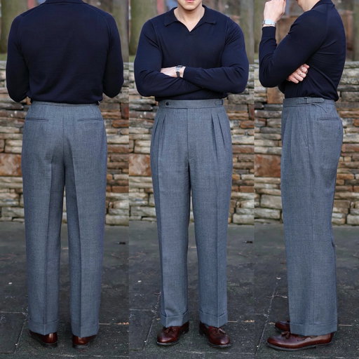 So impressed with the fit of these @kayjenjournal bespoke trousers made in @dugdalebrosandco English & Town Classics.

Matt has been incredibly patient with me as I went through two muslin fitting iterations to achieve this fit. It’s kind of hard to tell but the trousers are cut to accommodate my forward leaning posture and bowed legs, such that the trouser appears flush with no pulling whatsoever. 

The trouser pleats are full, seats at an approximately 10.5” hem opening and features an aesthetically pleasing “pistol” side tab design. 

A quick shoutout, they do remote bespoke fittings (aka what I did here) and you just need to DM/email @kayjenjournal. 

Let me know what you think about these fit of these bespoke trousers.