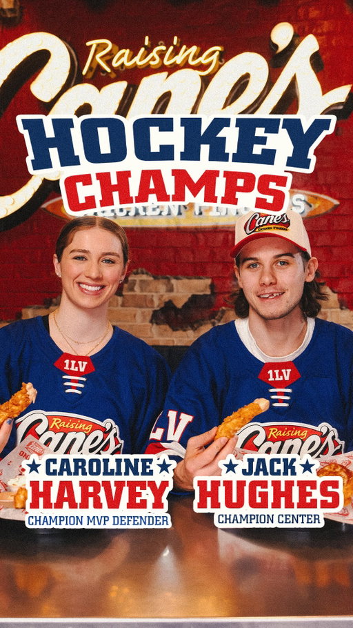 @kkharvey and @jackhughes trading hockey sticks for Cane’s Sauce and still undefeated.
