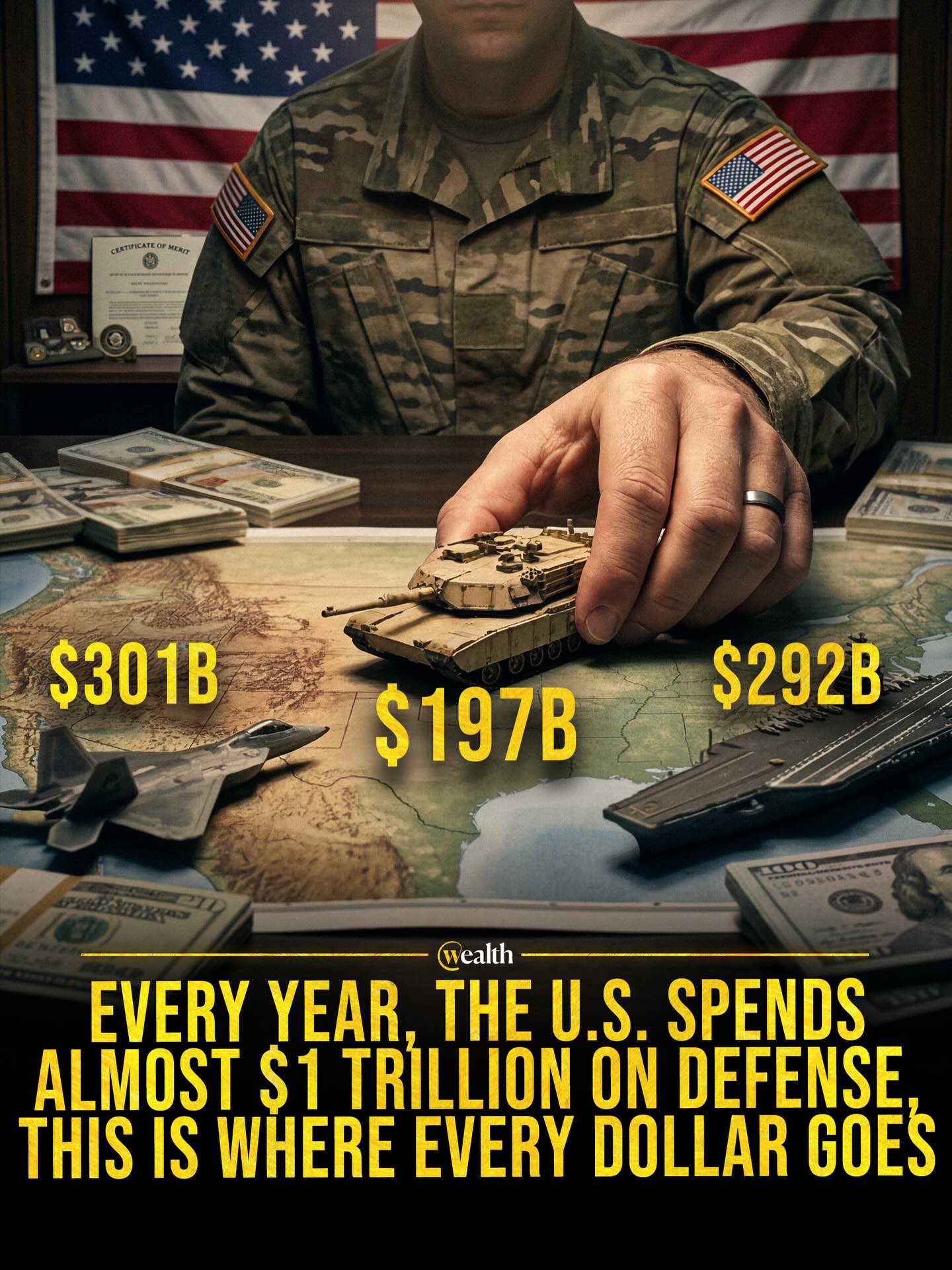 America’s defense budget is really a map of global power 🛰🇺🇸

The split tells you what modern U.S. defense is built to do: project force across oceans, skies, and orbit, not just field ground troops. The biggest shares go to the Air Force, Space Force, Navy, and Marine Corps because aircraft, ships, satellites, missiles, and the systems behind them are expensive to build, run, and replace.

The Army still gets an enormous budget, but it’s a smaller piece of the whole machine than many people expect. That final $171 billion shows how much of defense spending lives in logistics, intelligence, research, support, and the overhead of staying ready everywhere at once.

A $962 billion defense budget pays for reach, readiness, and global infrastructure as much as raw firepower.

#Economics #Military #DefenseBudget #Army #US