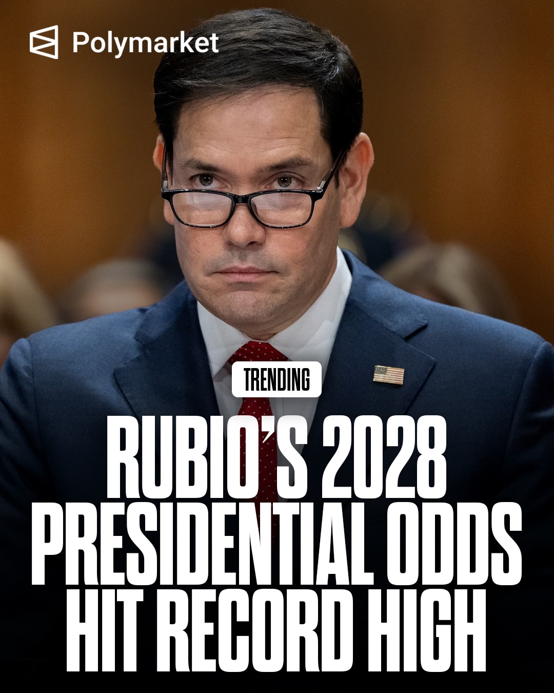 Sec of State Marco Rubio’s chances of becoming the next Republican presidential nominee appear to be at their strongest yet.

President Trump informally asked about 25 Republican donors and allies whom they would prefer as the GOP’s 2028 nominee: Rubio or Vice President JD Vance. 

According to multiple attendees, the reaction heavily favored Rubio. 

Traders predict a 14% chance Rubio will be elected President in 2028.