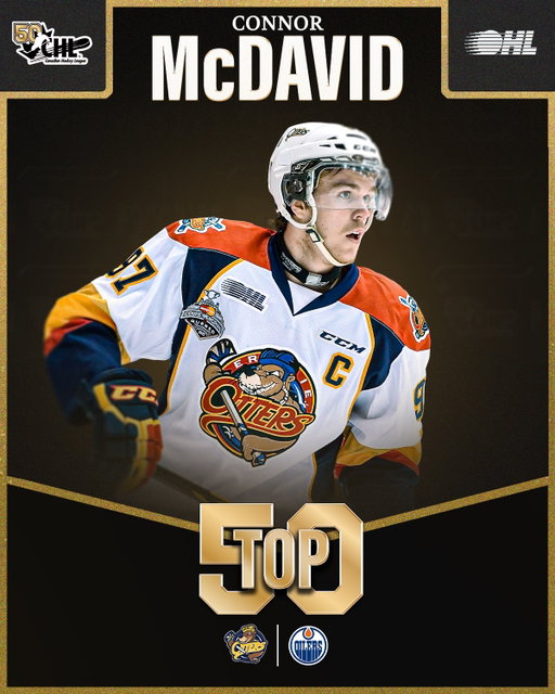 A former CHL Player of the Year with the @erieotters, Connor McDavid’s NHL career has seen him win three Hart, five Art Ross, four Ted Lindsay’s, a Maurice Richard & Conn Smythe Trophy & tally more than 1,190 points! #CHL50