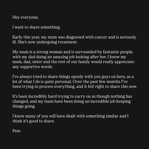 Sharing this wasn’t easy. We’re taking things one day at a time, and any words of encouragement for my family are truly appreciated. 

It’s so hard to carry on as though nothing has changed but that’s what my mum wants, so that’s what we’ll do ❤️