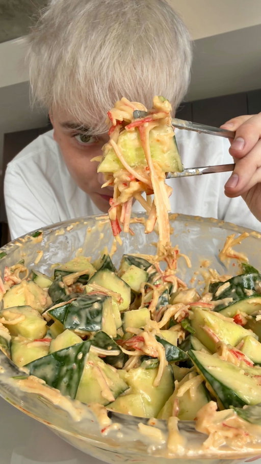 Kani salad cucumber salad (2 entire cucumbers edition)