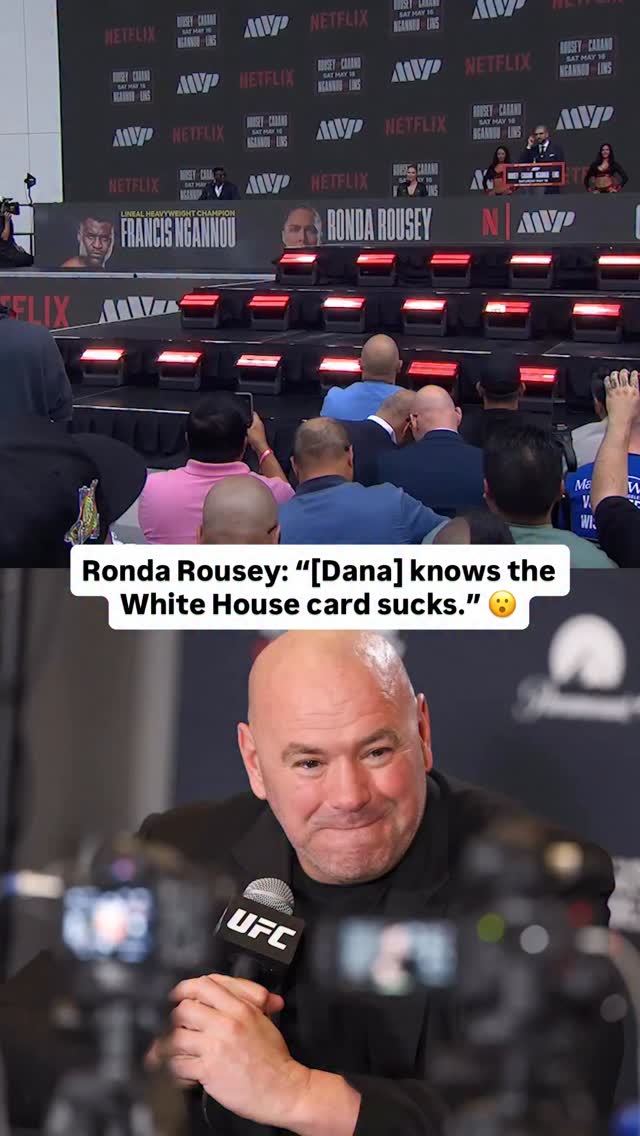 Ronda Rousey ơn Dana White: “He knows the White House card sucks. I guarantee you he’s not happy with it either.” 

#RouseyCarano
 Saturday, May 16
 LIVE on Netflix

#rondarousey #ufc #danawhite