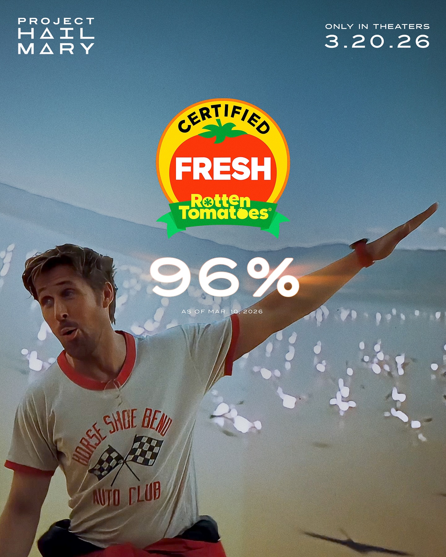 Here’s to believing in the Hail Mary. #ProjectHailMary is certified fresh. 👐