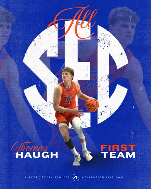 The Haugh Era is here. 🐊🏀 All-SEC First Team honors secured, and the merch is officially live. Don't miss out on the exclusive Thomas Haugh collection—available now!