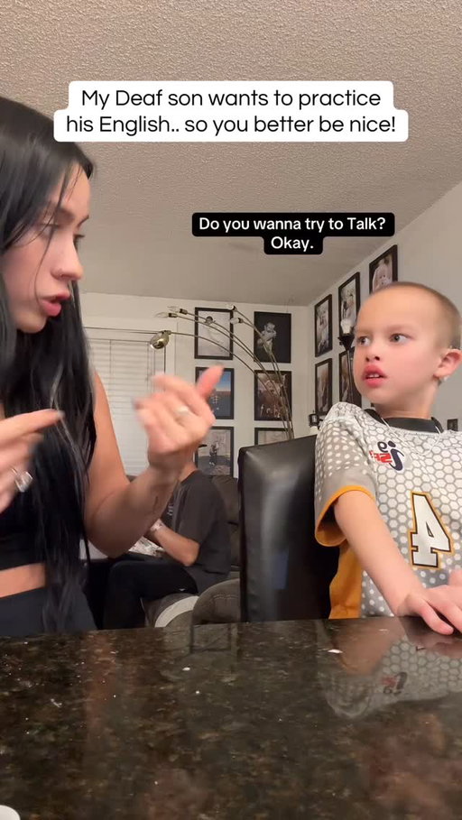 My Deaf son wants to practice his English.. so you better be nice! He’s doing so good! #signlanguage #parenting #cochlearimplant #deaf #speech