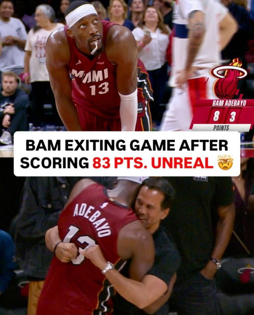 WHAT A MOMENT IN MIAMI 🙌🔥🔥 BAM EXITS AFTER 83 PT GAME. 🐐🐐