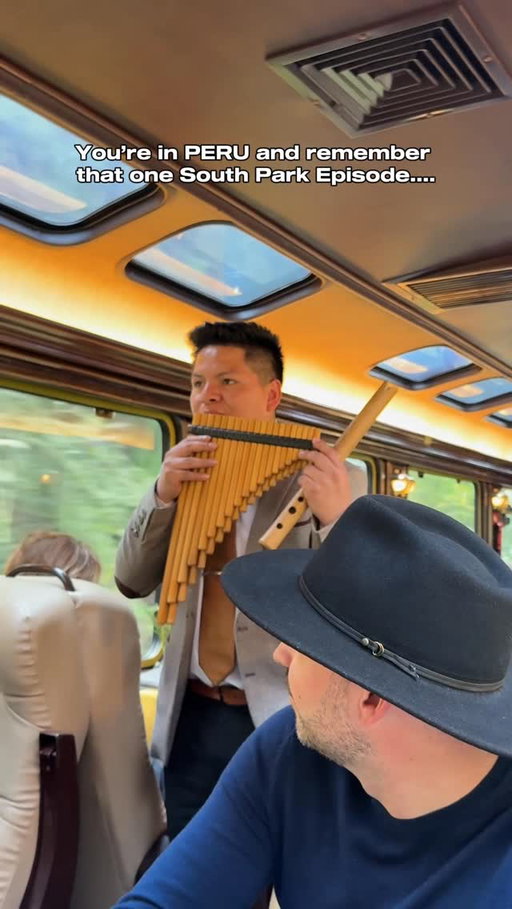 The “pan-demic” on South Park lol …Kenny and I are alike ;) pan flute makes us move… hehe.. Shakira Shakira!!! This guy was so talented and so much fun.. on board the @incarail heading to Machu Picchu … that episode is actually hilarious though.. lol go watch it… #southpark #machupicchuperu #incarail #livemusic #fyp