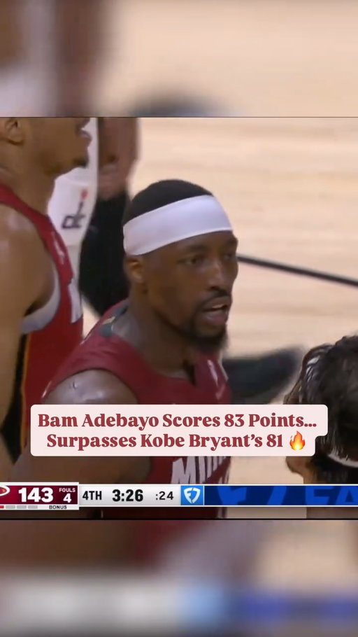 Bam Adebayo made NBA history tonight dropping an unbelievable 83 POINTS for the Miami Heat 🔥 The performance is now the 2nd-highest scoring game in NBA history, only behind Wilt Chamberlain’s legendary 100-point game and it even surpassed Kobe Bryant’s iconic 81-point performance. Bam also shattered the Heat franchise record of 61 points previously held by LeBron James. What makes it even crazier? His previous career high was 41 points, meaning he literally doubled it tonight. Adebayo finished with an insane stat line of 83 PTS (20-43FG) (7-22 3PT) (36-43FT), 9 REB, 3 AST, 2 STL and 2 BLK, delivering one of the most shocking scoring explosions the NBA has ever seen.

.
.
#bamadebayo #miamiheat #heatnation #kobebryant #kobe