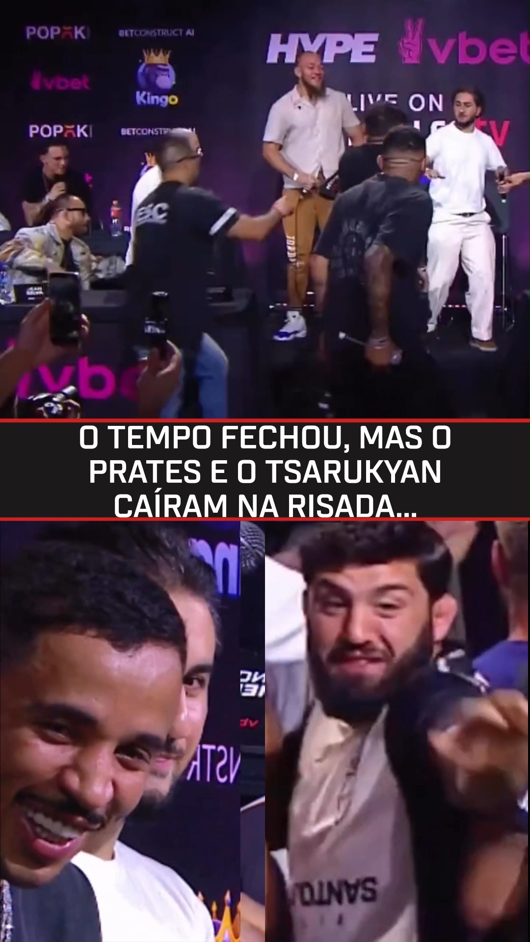 Durante a coletiva do Hype Fight Brasil, evento que acontece nesta quarta-feira (11) no Rio de Janeiro, dois lutadores partiram para as vias de fato e criaram uma confusão enorme, mas Carlos Prates, Arman Tsarukyan, Jean Silva e outros lutadores do UFC que estavam presentes no momento caíram na risada!

🎥hype.fighting.brazil 

#MMA #UFC #ESPNKnockOut