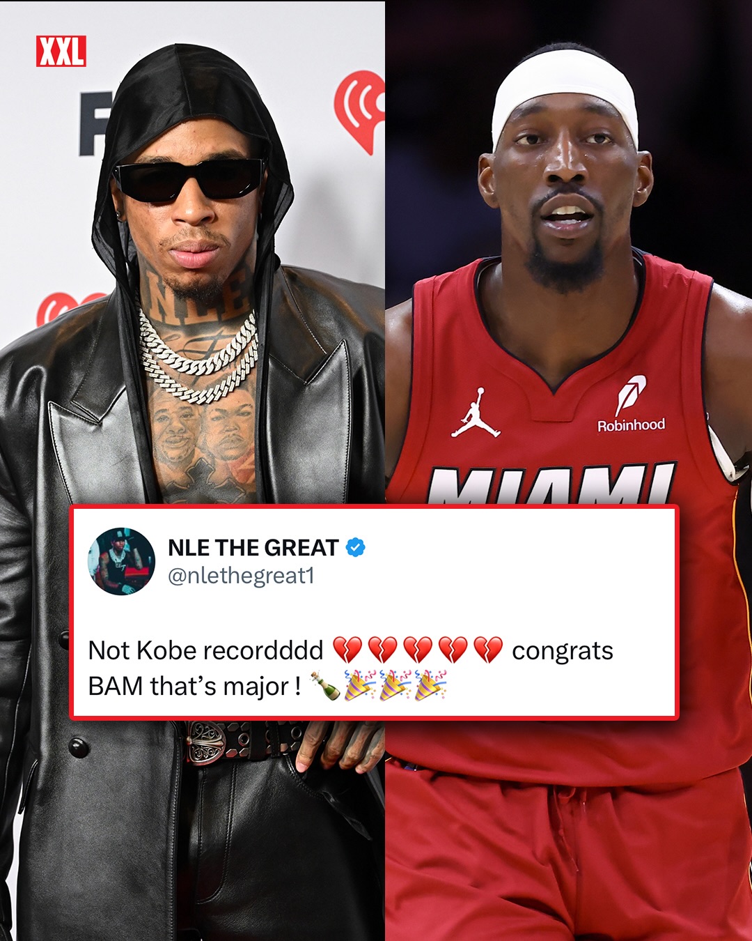 Rappers are reacting after Bam Adebayo of the Miami Heat dropped 83 points against the Washington Wizards, surpassing Kobe Bryant’s iconic 81-point game.

The historic night now ranks second all time behind Wilt Chamberlain’s 100-point performance. 🔥🏀

Thoughts? ⬇️