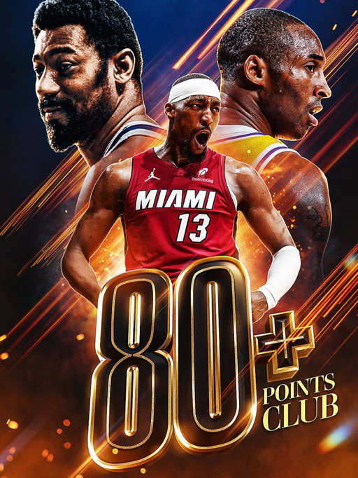 2nd-most points ever. Joining two legends of the game in the 80+ points club! 👏 Wilt Chamberlain: 100 • Bam Adebayo: 83 • Kobe Bryant: 81