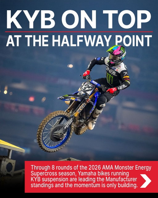 From Houston to Daytona, the KYB-equipped Yamaha squad is making its case. Halfway done. All the way in. #Supercross #KYB #Yamaha #OffWeGo