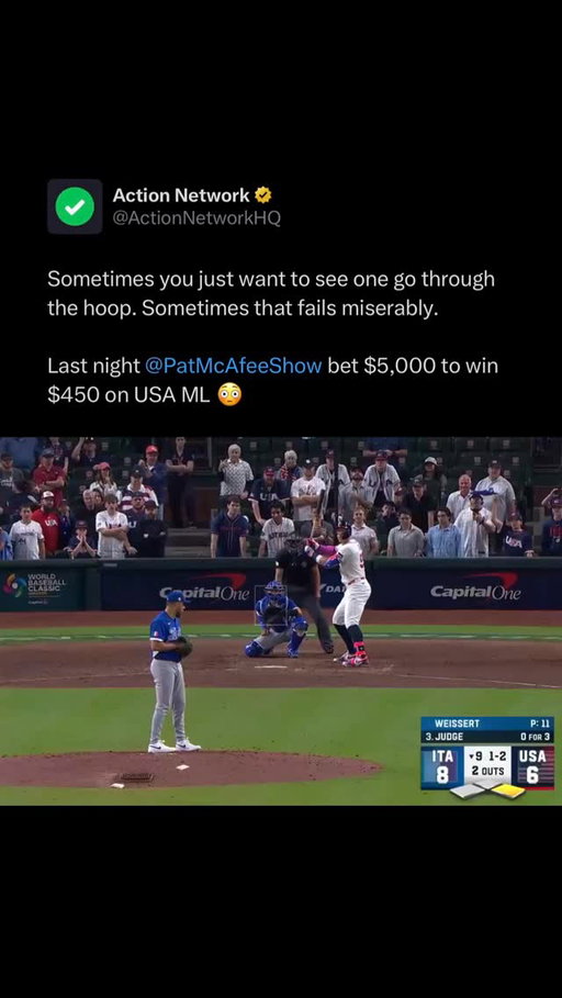 Bad beat @patmcafeeshow! 😅

#sports #betting #sportsbetting #baseball #wbc