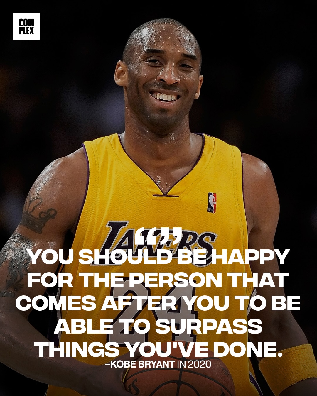 Mamba mentality 🐍💜

In one of his final interviews, Kobe Bryant sat down with USA Today and spoke about not understanding why some people have a contingency around not wanting others to break their records or surpass them. In the great words of Kobe, you should be happy for the person who comes after you and eventually surpasses you.