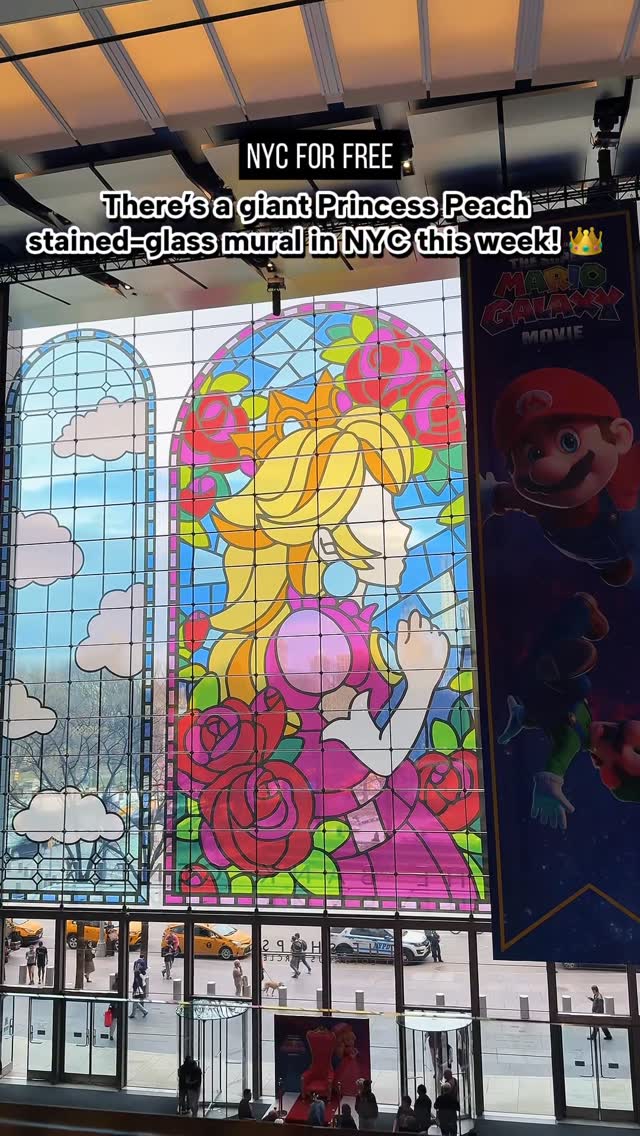 There’s a giant Princess Peach stained-glass mural in NYC this week! 👑 

Celebrate the Super Mario Galaxy Movie @supermariomovie with the mural & throne photo opps at Columbus Circle through Sunday! 

📍 The Shops at Columbus Circle @theshopsatcolumbuscircle 
🗓️ March 10 - 15
⏰ 11am-7pm. Go earlier & in sunlight for a stained glass effect throughout the Shops!

#nycforfree #supermario #princesspeach