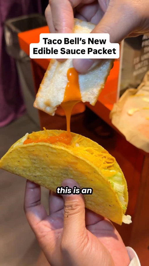 Trying Taco Bell’s new Edible Hot Sauce Packet on the Purple Carpet. 🔥

One of @tacobell’s new experimental concepts teased at Live Mas was this Fire Queso Sauce Packet is filled with a CHEESY QUESO HOT SAUCE that can go straight into your mouth after appropriate saucing. 😮‍💨