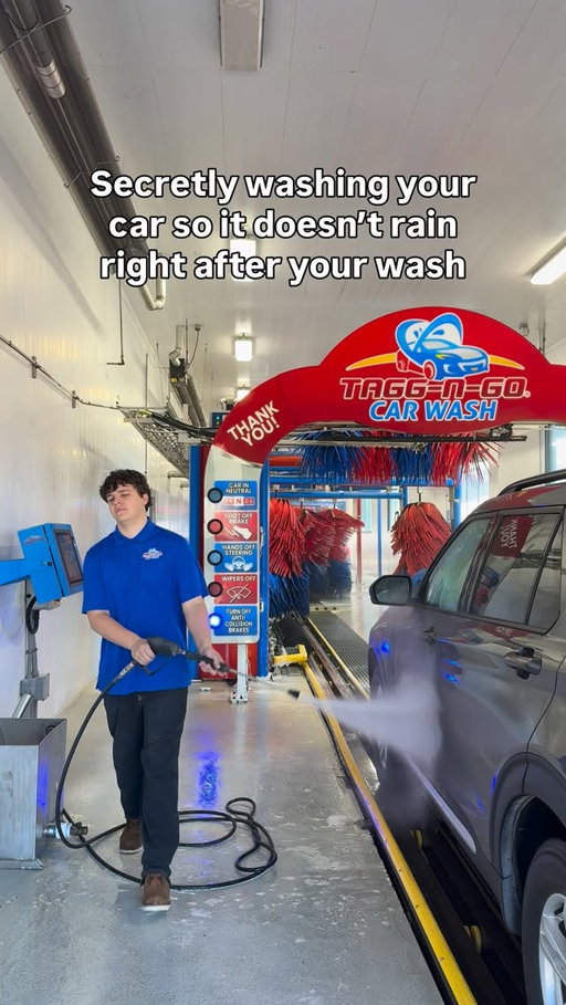 Why does it always rain after a car wash? ☔️
The world may never know… but our rain guarantee has you covered.

Single Deluxe Wash: 48 hours
Single Ultimate Wash: 72 hours