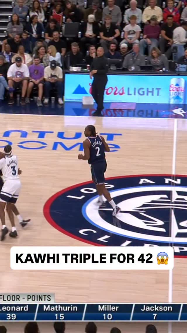 @kawhisklawset steps back and buries the three for 42 PTS and counting! 👏 MIN/LAC on NBA League Pass • <link in bio>