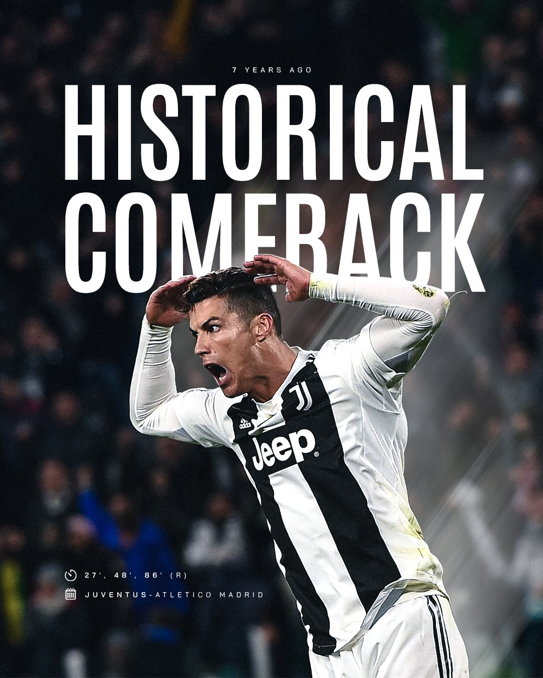 On this day, 7 years ago ➡️ historical comeback by the goat and @juventus 🆚 Atletico Madrid 👀

Cr7, il resto è storia. 
@cristiano 🐐