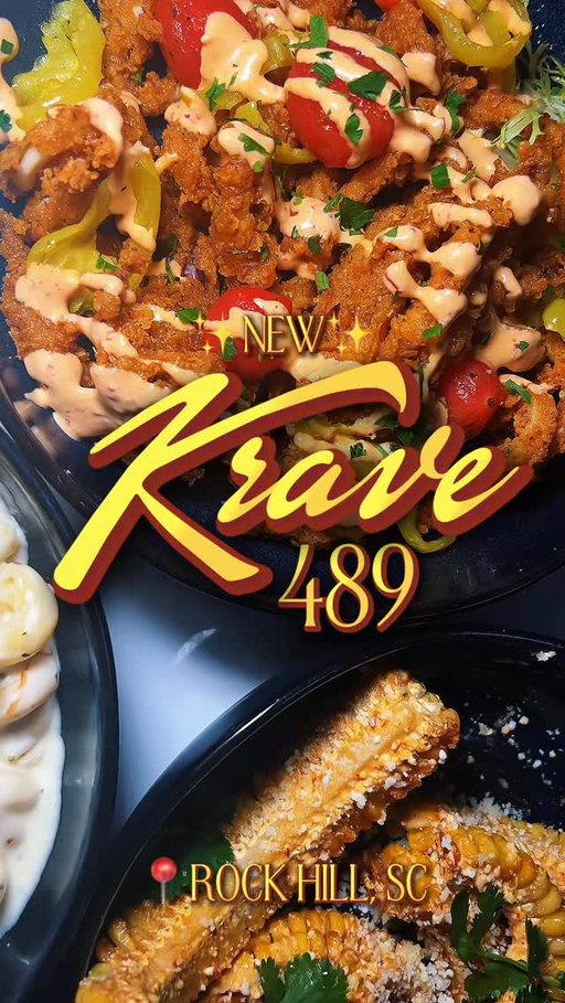 KRAVE 489 - I started a new job on March 2nd, so I decided to celebrate with a solo dinner at the grand opening of the newest restaurant in Rock Hill, which was held on Wednesday, March 4th. 

The restaurant is very stylish with an atmosphere I would call upscale casual. I was highly impressed by not only the menu offerings, but also the taste and presentation of the menu items I ordered. 

📍489 S. Herlong, Ste 10-11, Rock Hill, SC
💻 katchseafood.com
📲 @krave.489 

✨Highly Recommended 
💜 Miss Black Foodie Fave

▪️MOCKTAILS:
💜Strawberry Daiquiri ($8)
💜Krave Punch ($8)

▪️SMALL PLATES:
💜Street Corn Ribs ($10) - served with chipotle crema, Cotija cheese and cilantro - excellent texture and flavor
💜Crispy Calamari ($14) - House-bread calamari, blistered tomatoes, banana peppers, served with zesty remoulade. - Loved the crispiness, well-seasoned. 

▪️ENTREES:
✨Lamb Burger ($18) - Whipped feta, roasted red peppers, 6-oz. lamb patty, arugula - served medium and the flavor paired well with the whipped feta
✨Tempura Lobster Roll ($34) - Tempura-battered lobster, ginger miso aioli, spicy mayo - Plentiful amount of lobster, great combination of flavors. 

▪️SIDE (S): 
💜Mac + Cheese ($8) - a shareable dish for 2-3. This is one of the best mac + cheese dishes I’ve ever eaten at a restaurant. It is all because of the smoky cheesy flavor of the cheese sauce. This will be a staple at every visit.