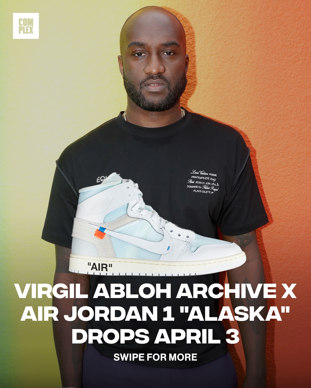 The V.A.A. x Air Jordan 1 High will debut during the Virgil Abloh Archive’s V.A.A.™ World’s Fair activation at Architecture in Los Angeles on March 14–15, where programming includes talks, screenings, workshops, and exhibitions around Virgil Abloh’s work. The first 100 Toolkit program members will receive a pair, with additional pairs to drop via an EQL raffle for attendees and local residents before a wider global release on April 3 via Nike.com and select retailers.