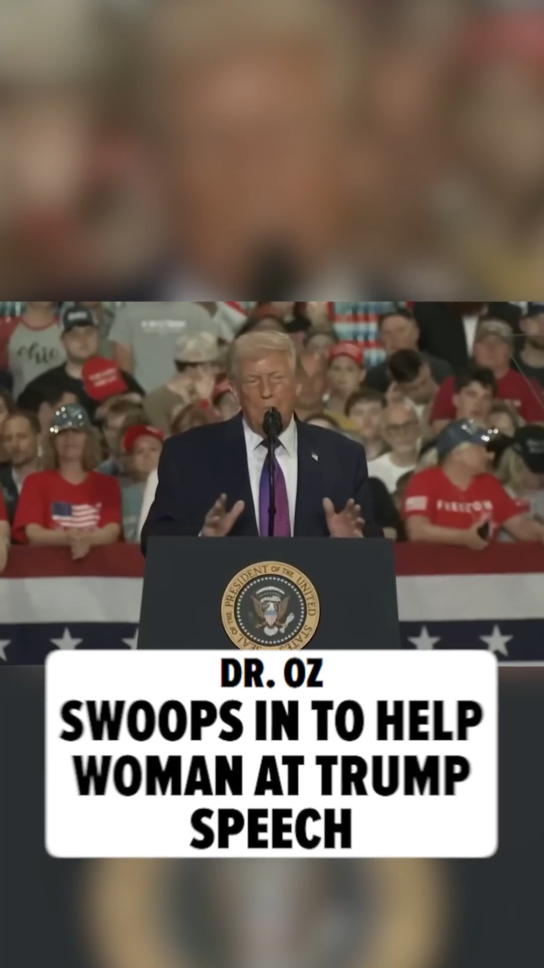 A scary moment broke out at Donald Trump’s Kentucky rally when a woman collapsed in the crowd mid-speech — prompting Dr. Oz and first responders to rush in to help. 🚨