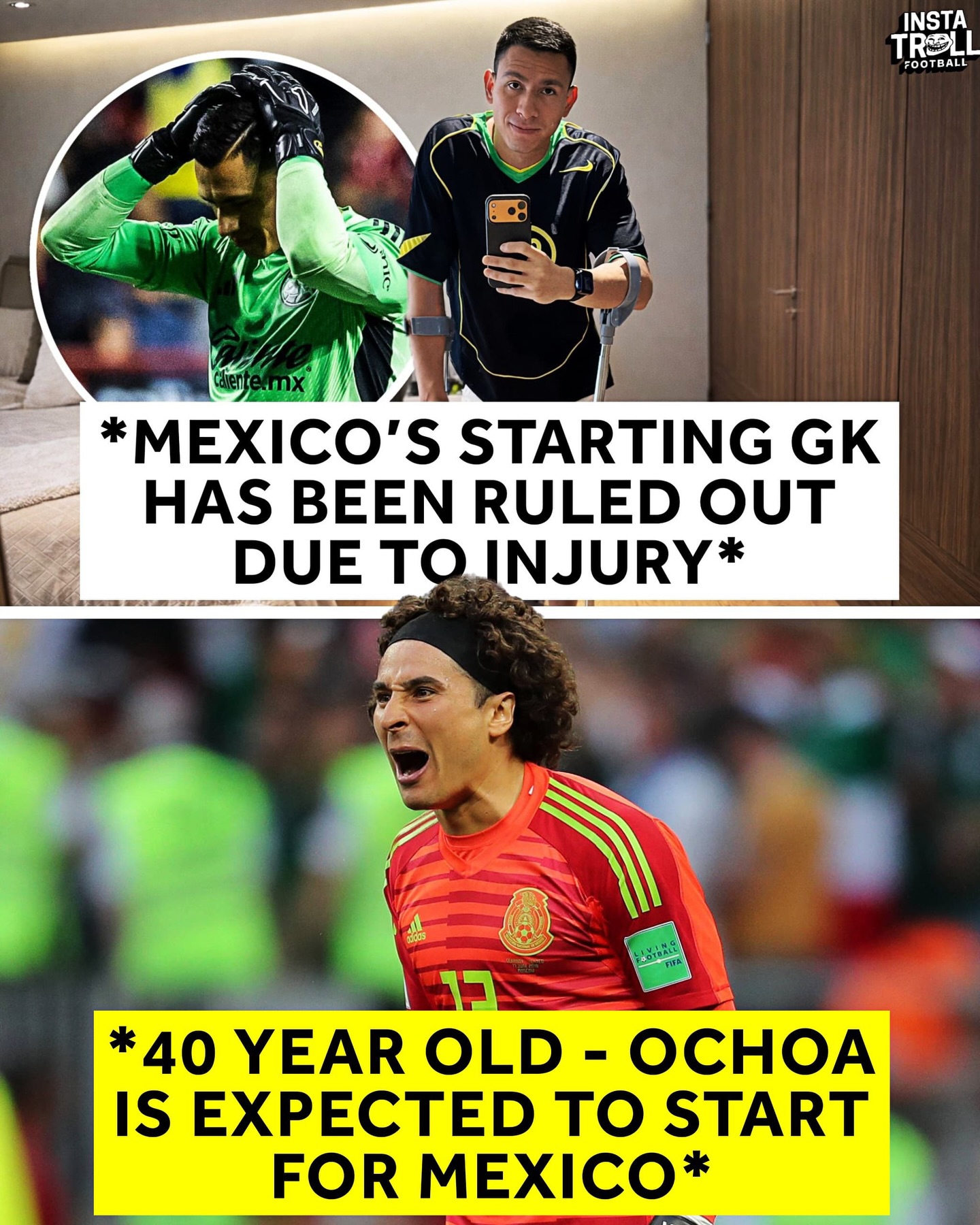 𝗨𝗡𝗕𝗘𝗟𝗜𝗘𝗩𝗔𝗕𝗟𝗘! At 40, Guillermo Ochoa is set to start for Mexico at his 6th World Cup! 😍🏆🇲🇽

Starting keeper Ángel Malagón has unfortunately been ruled out with a serious injury. ❌

This could see Ochoa join Messi and Ronaldo as the only players to appear in 6 World Cups… 🐐

@PolyMarket currently have Spain as favourites to lift the 2026 trophy! 🇪🇸