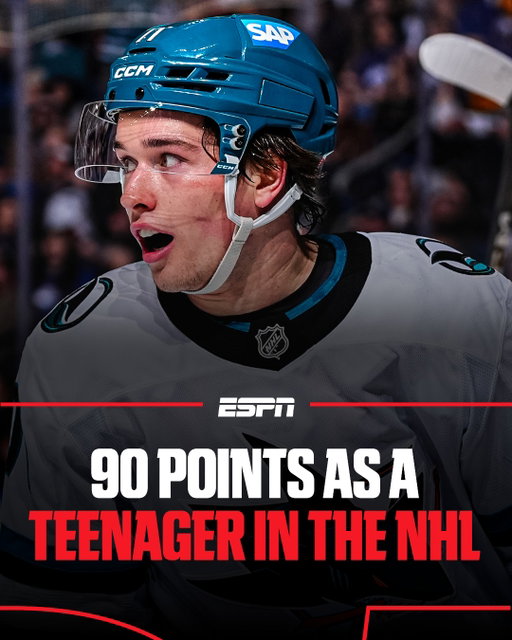 Macklin Celebrini is now 10 points away from his first 100-point season in the NHL 👏