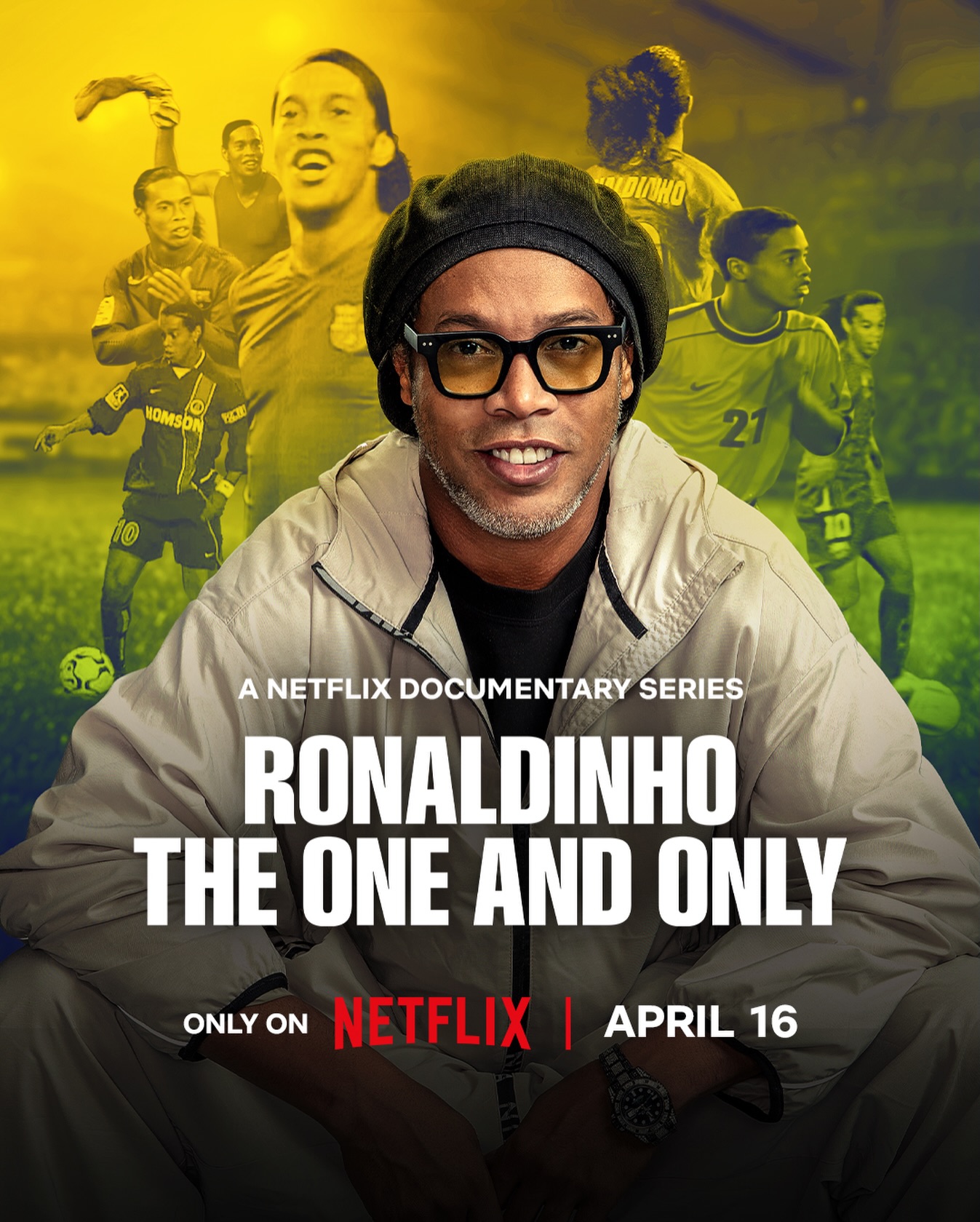 RONALDINHO: THE ONE AND ONLY 🇧🇷

Diving into the into the journey of one of the greatest players of all time, with exclusive access, never-before-seen material, great victories, delicate moments, and testimonials from iconic figures in the sport such as Lionel Messi, Neymar Jr., Roberto Carlos, Gilberto Silva, Felipão, Carles Puyol, Galvão Bueno, among many others.

Premiering April 16 on Netflix.

#ronaldinho #soccer #brazil #futbol