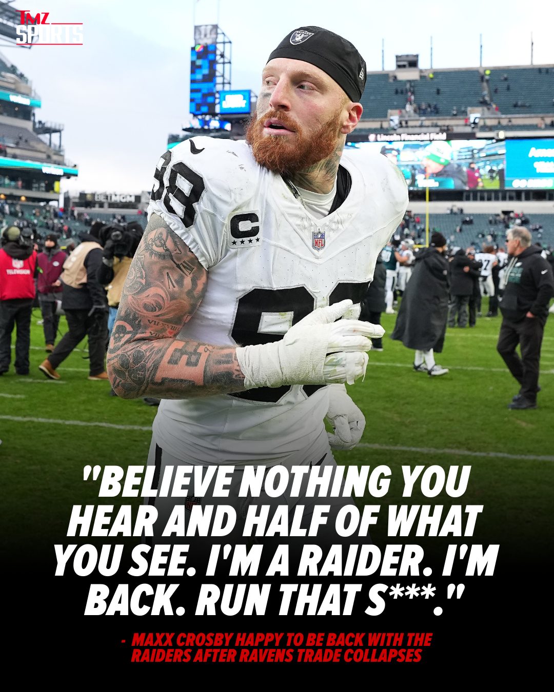 🗣️ Maxx Crosby is addressing his fumbled trade from the Las Vegas Raiders to the Baltimore Ravens ... saying he's pumped to give it another go with his original team.

The full update at the link in bio.