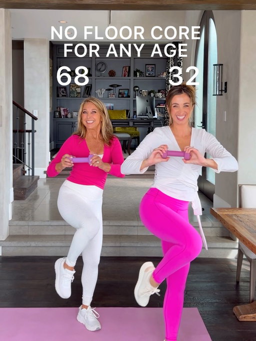ABS FOR ANY AGE, where you don’t have to get on the mat at ALL!!💖 

I love working out with my mama, so we’re always finding ways to make workouts that feel good for both of us. Depending on age and mobility, getting down on the mat can be tougher, so this standing workout was perfect for us!!

We did each move for 30 seconds, with a 20 second break. Repeat 2x! 
1. Side pulls (do each side!) 
2. Side crunch (each side)
3. Standing crunch 
4. Standing twists 
5. Side reaches (each side)
6. Side dips (each side)
7. Front raise