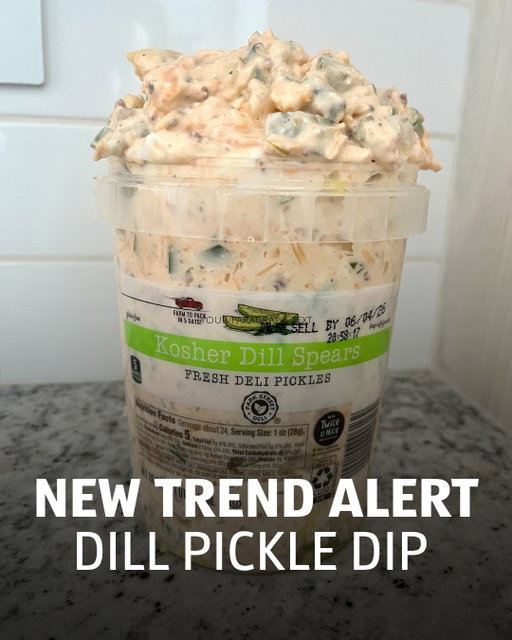 We might be a tad late, but we had to make the viral pickle dip, ALDI style. It’s addictive to say the least.🥒
 
What you need:
- 32 oz Park Street Deli Atomic Spicy Pickles
- 1 bunch of green onions
- 1 jalapeño
- 8 oz whipped cream cheese
- 2/3 cup sour cream
- 1/2 cup plain Greek yogurt
- 1/3 cup ranch seasoning
- 2 Tbsp buffalo sauce
- 8 oz shredded cheddar cheese
- 1 cup cooked bacon bits
 
Would you try this?
