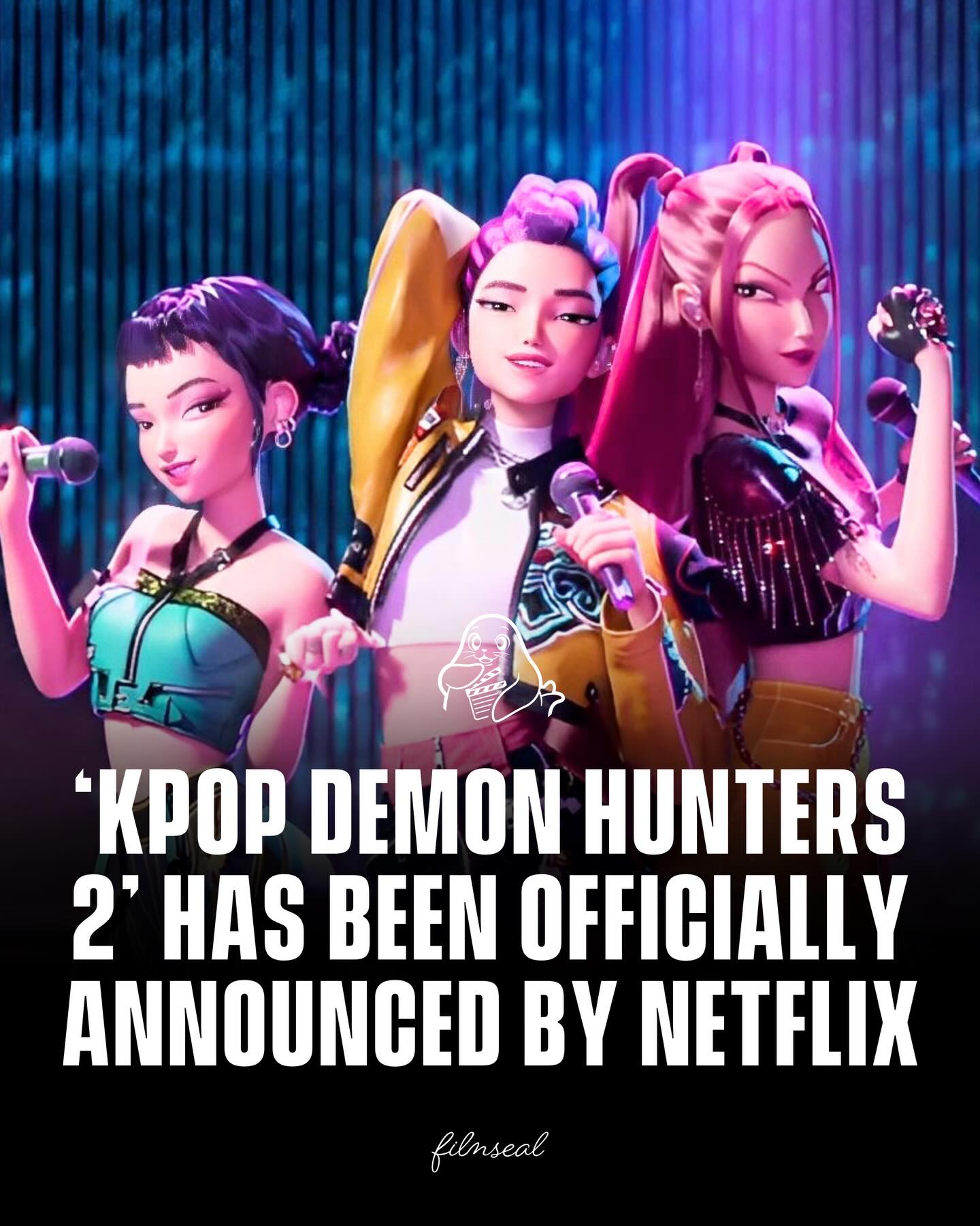 Netflix has officially announced “KPop Demon Hunters 2,” a sequel to the hugely successful animated musical that became one of the platform’s most-watched films. 

The original directors, Maggie Kang and Chris Appelhans, will return to write and direct the sequel, continuing the story of the K-pop girl group HUNTR/X who secretly battle demons while maintaining their pop-star careers.

-
#kpopdemonhunters #filmseal