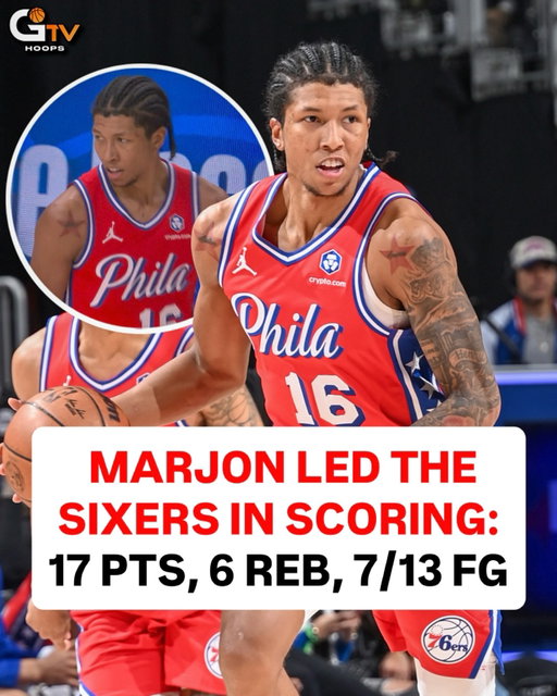 MarJon Beauchamp had one of the best games of his NBA career! The @sixers Two-Way signee came off the bench and dropped a season-high 17 PTS (7/13 FG) and 6 REB vs. the Pistons. He led the entire 76ers roster in scoring tonight. 🔥 @justmarjon 

Beauchamp has been amazing in the G League this season with averages of 25.2 PPG, 5.7 RPG, and 4.3 APG. He recently had 40 PTS off the bench in 25 MIN vs. the Gold.