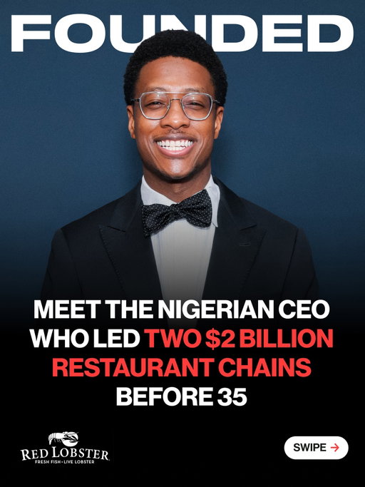 In May 2024, Red Lobster filed for bankruptcy. Over $1 billion in debt. 93 locations gone.

Three months later, Damola Adamolekun [@damolaadamolekun] got the call. He was 35.

Born in Nigeria, raised across three continents, Damola went from Goldman Sachs to running P.F. Chang’s at 31, where he brought the company back to $1 billion in revenue during COVID.

That’s when Red Lobster came calling.

Before accepting, he secretly toured restaurants across the country. Shabby interiors. Understaffed kitchens. He knew he could turn it around.

Sales surged 40% in his first year. And he’s just getting started.

With Damon’s saying “I think this is going to be the greatest comeback in the history of the restaurant industry.”

📸 / Getty