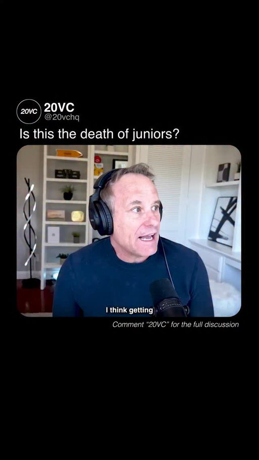 Is this the death of juniors?

Drop your thoughts 👇

#20vc #ai #juniors #law