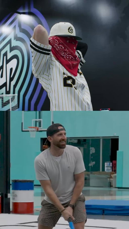 Blindfolded wiffle ball pitcher takes on @tylerntoney & @dudeperfect 🍿🍿