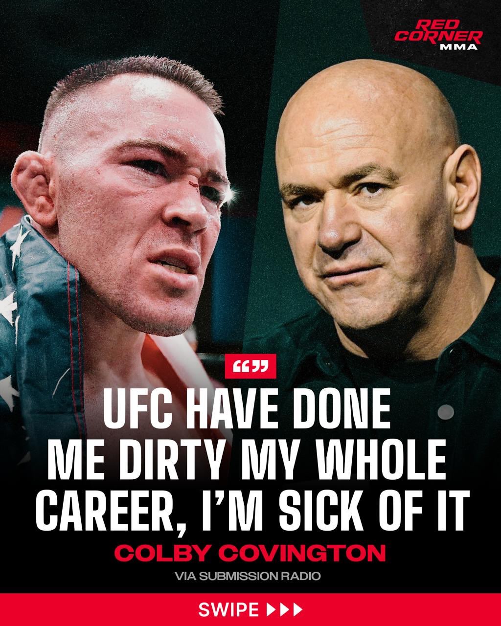 Colby Covington says the UFC is blocking him from earning anywhere else

“They’re treating me like an employee right now because I tried to wrestle and do a jiu-jitsu match against Arman and they said no. I’m sick of it. They’ve done me dirty my whole career.”

Via @submissionradio