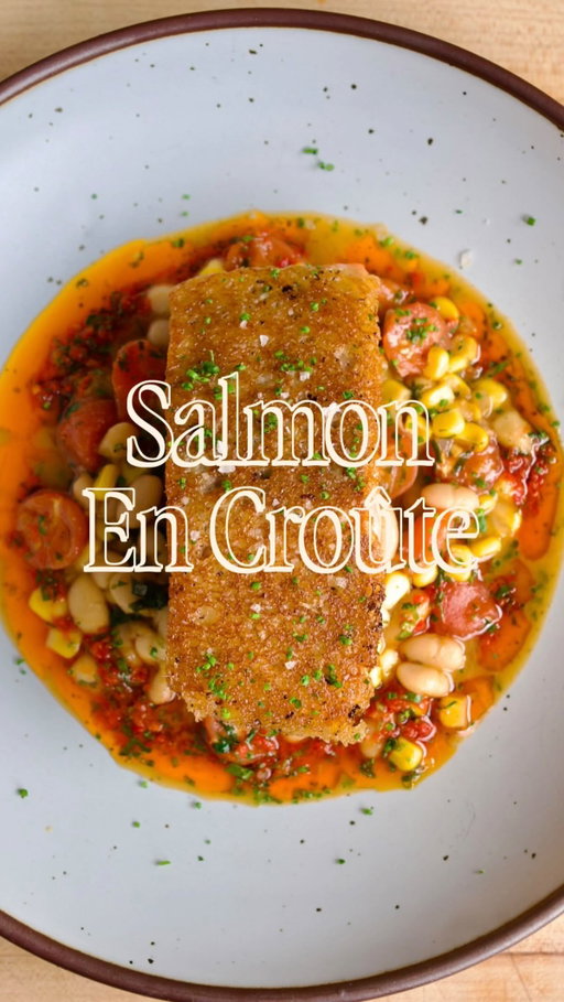 Recipe is live on my newsletter - Link in bio ⬆️ 

When fish skin isn’t your thing, this technique comes through on the texture you’re looking for. Sourdough encrusted salmon, white bean and corn succotash, finished with a fresh harissa dressing. 

@chefdanbarber might like this one…I’ve heard he’s not the biggest fish skin fan. 

It’s got all the things you need for a cozy fish recipe and can be easily adjusted to any season. Enjoy.