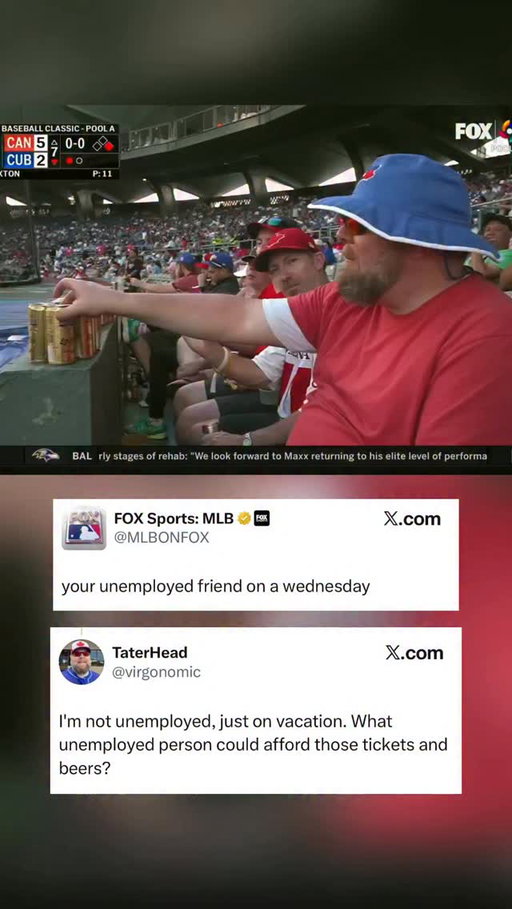 This Canadian fan clapped back at MLB on FOX 😂🍻

🎥 MLBONFOX - X 
#mlb #wbc