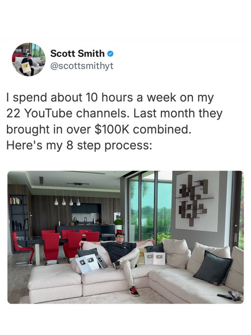The biggest shift I ever made was realizing I’m not a content creator. I’m a business owner who happens to make money from content.

When I started, I was doing everything. Writing scripts, editing videos, making thumbnails, uploading at 2am. I thought that’s what it took. It’s not.

The moment I started building teams and treating every channel like a business, everything changed. My income went up and my hours went down. That’s not a coincidence. That’s what happens when you stop trading time for content and start building systems that run without you.

I’m hosting a 5 day LIVE challenge going over how I scale these channels step by step. Comment “SCALE” if you want in.