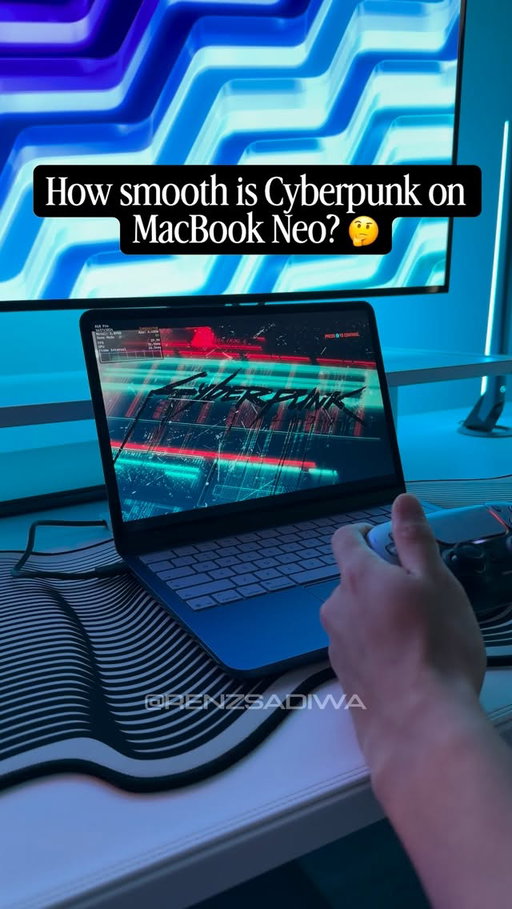 This is Cyberpunk running natively on the base MacBook Neo (8GB RAM / 256GB SSD) and it’s smoother than I expected.

I’m also just using the “For This Mac” preset for the graphics settings.

Could Mac gaming actually be legit now?

#Cyberpunk2077 #MacBookNeo #AppleSilicon #macgaming