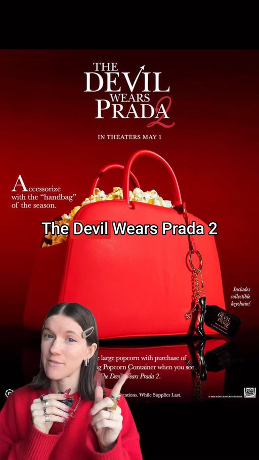New it bag just dropped. The most fashionable popcorn bucket yet and it’s literally a purse For The Devil Wears Prada 2.

Large popcorn, Tiny stiletto bag charm, and a handbag (nicknamed the Butter Birkin)

some bundles are $50 (select theaters obvi)

seems like both @amctheatres and @regalmovies have some

Would you go for the movie…or the POPCORN PURSE?