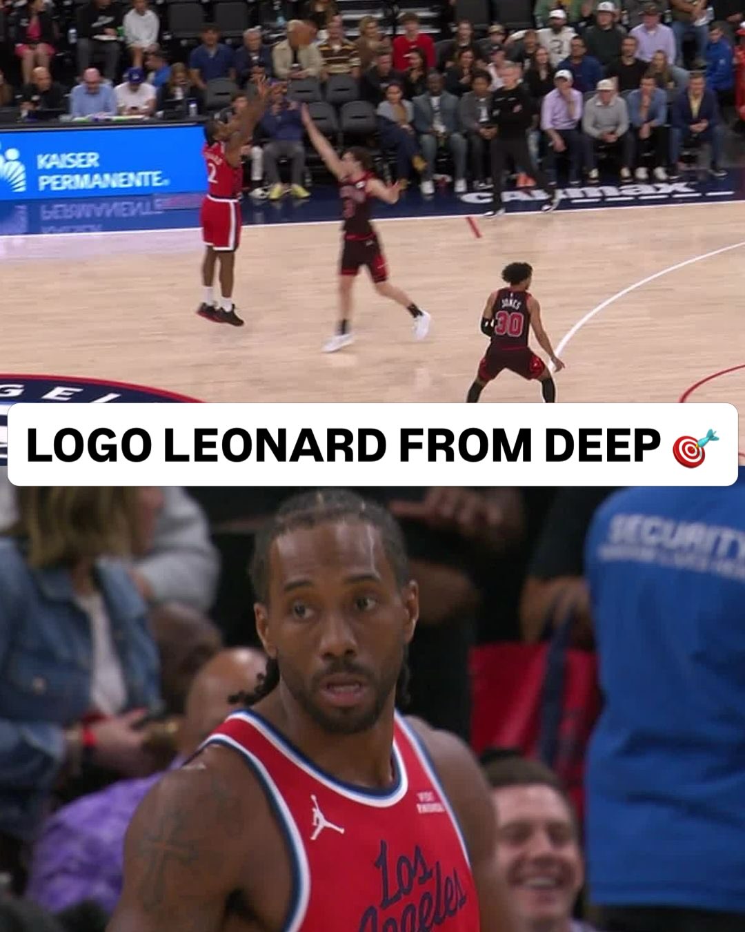 @kawhisklawset recovers the loose ball, and launches FROM THE LOGO! 

Stream NBA League Pass on us all weekend with your free NBA ID • <CHI/LAC link in bio>