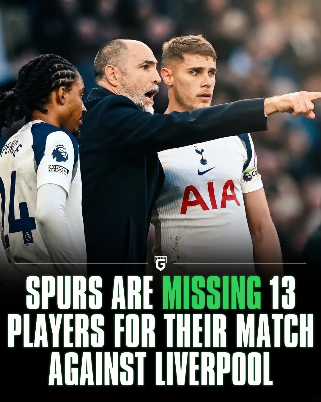 Tottenham are facing a major injury crisis as 13 players are ruled out against Liverpool, 14 including Van de Ven who is serving a suspension after picking up a red card 🤕

With Spurs in 16th place in the Premier League, the club is facing potential relegation at a crucial point of the season… 😳

Tottenham are still yet to win a Premier League fixture in 2026, a lose against Liverpool would just make matters even worse! 😅